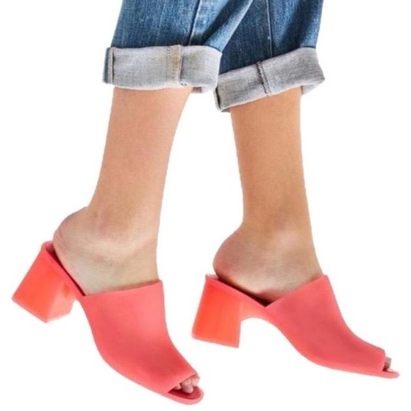Jeffrey Campbell Shoes - Jeffrey Campbell Pink Jelly Petra Block Heel Mule